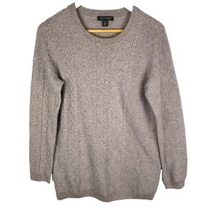 Saks Fifth Ave. Women 100% Cashmere Long Sleeve Sweater Sz XS Taupe Ribbed Soft